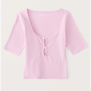 Abercrombie pink button cut out top